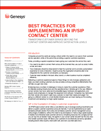 Best Practices for Implementing an IP/SIP Contact Center