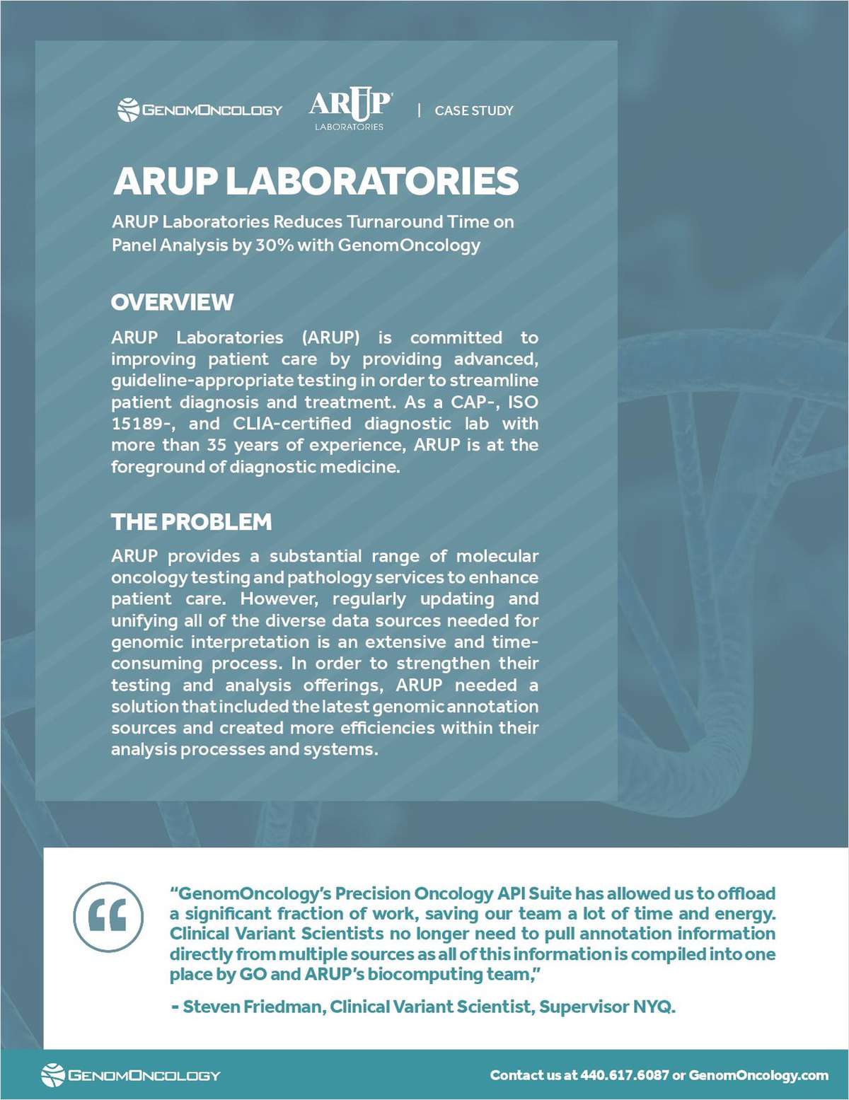 ARUP Laboratories Reduces Turnaround Time on Panel Analysis by 30 Percent with GenomOncology