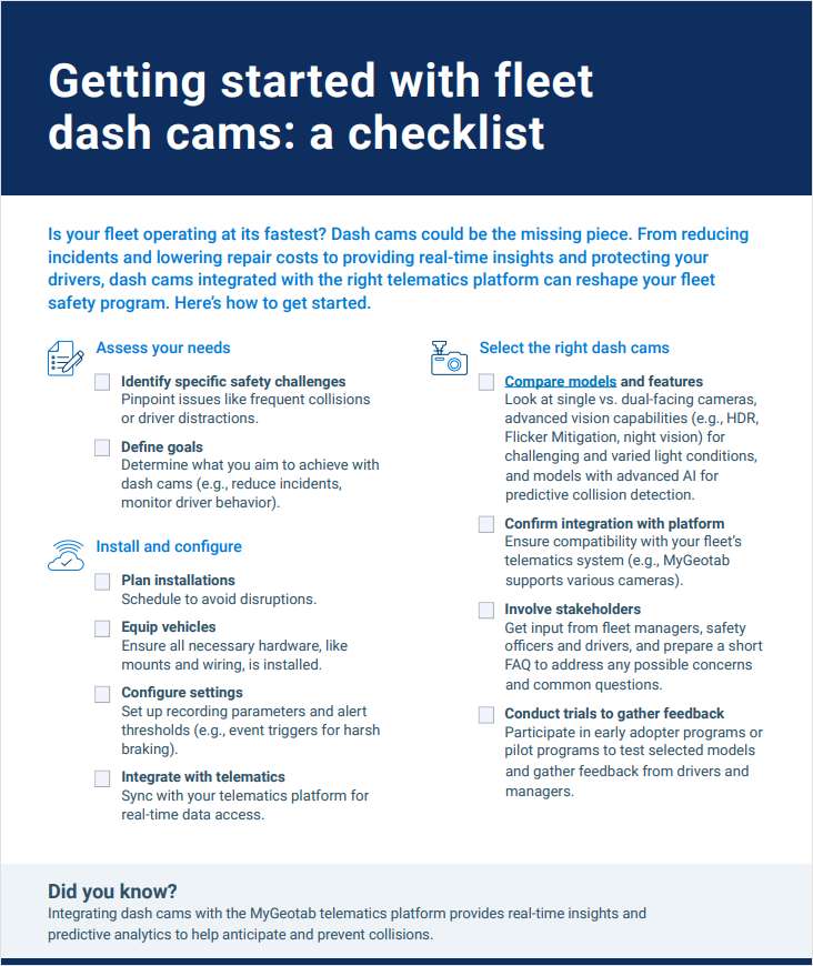 Dash cam deployment checklist for fleets