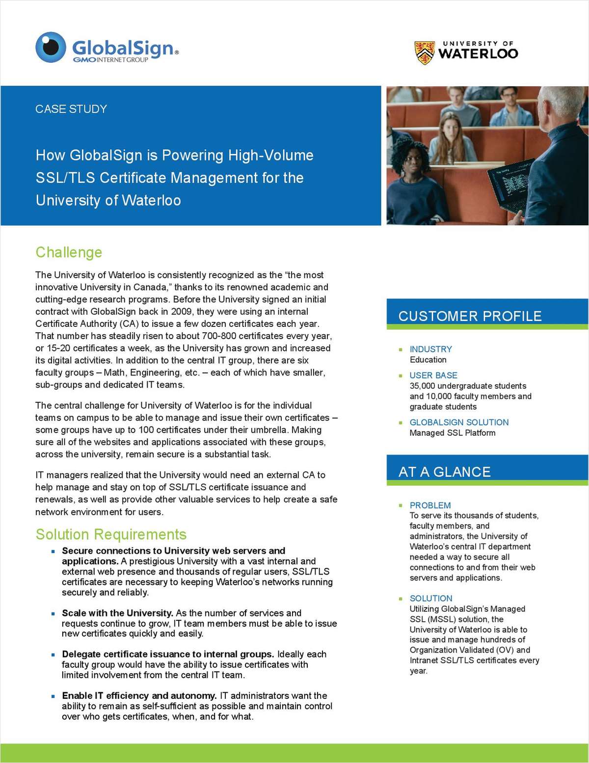 How GlobalSign is Powering High-Volume SSL/TLS Certificate Management for the University of Waterloo