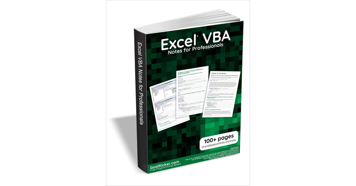 Excel VBA Notes for Professionals Free eBook