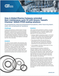 How A Global Pharma Company extended its maintenance cycle 3X with Greene Tweed's Chemraz SD625 FFKM sealing solutions