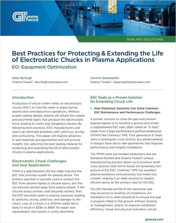 Best Practices for Protecting & Extending the Life of Electrostatic Chucks in Plasma Applications