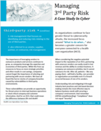 Managing 3rd Party Risk For Health Care Organizations