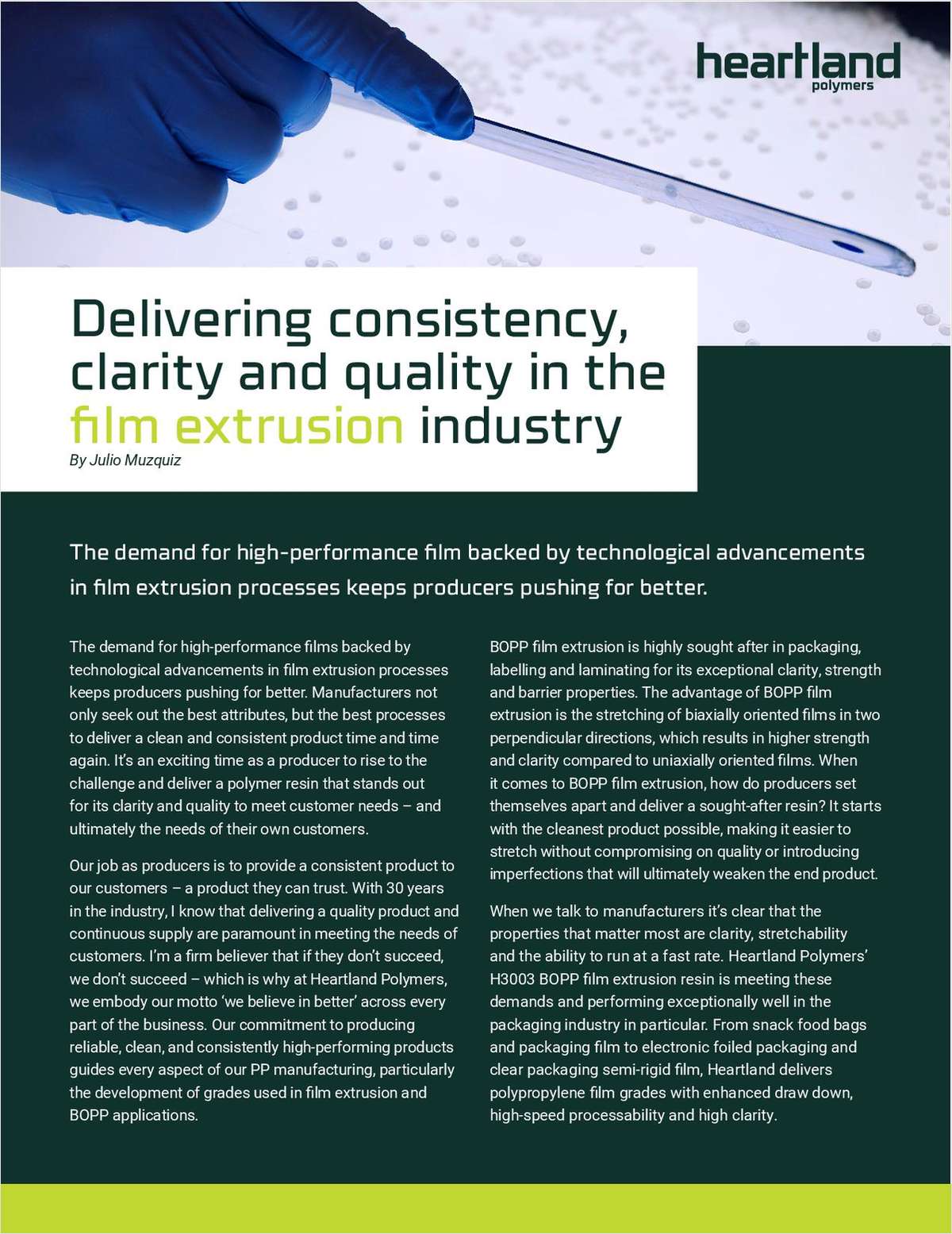 Delivering consistency, clarity and quality in the film extrusion industry