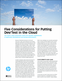 Five Considerations for Putting Dev/Test in the Cloud