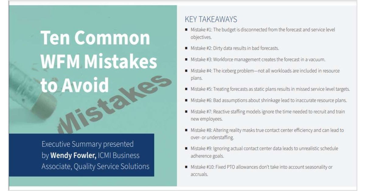 Ten Common WFM Mistakes to Avoid