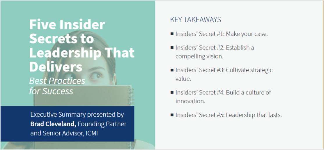 Five Insider Secrets to Leadership That Delivers
