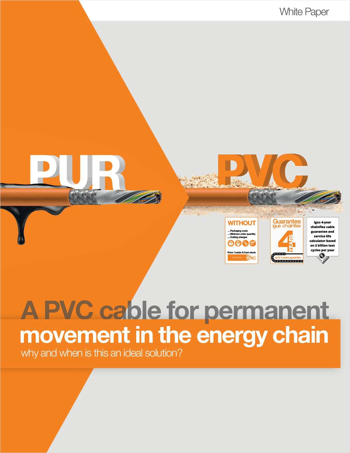 A PVC cable for permanent movement in energy chains