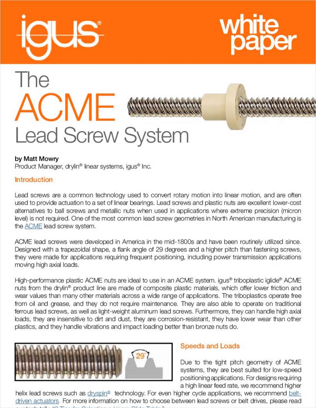 The ACME Lead Screw System