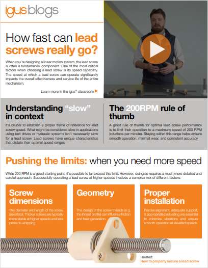 The lead screw speed equation: optimizing travel rate by focusing on lead, not just RPM