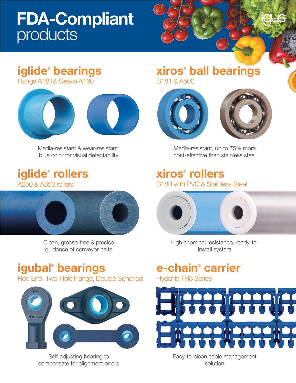 FDA-compliant & food-safe plastic motion components