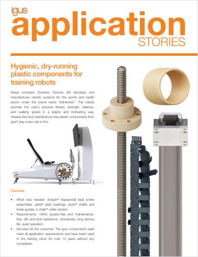 Hygienic, dry-running components for training robots