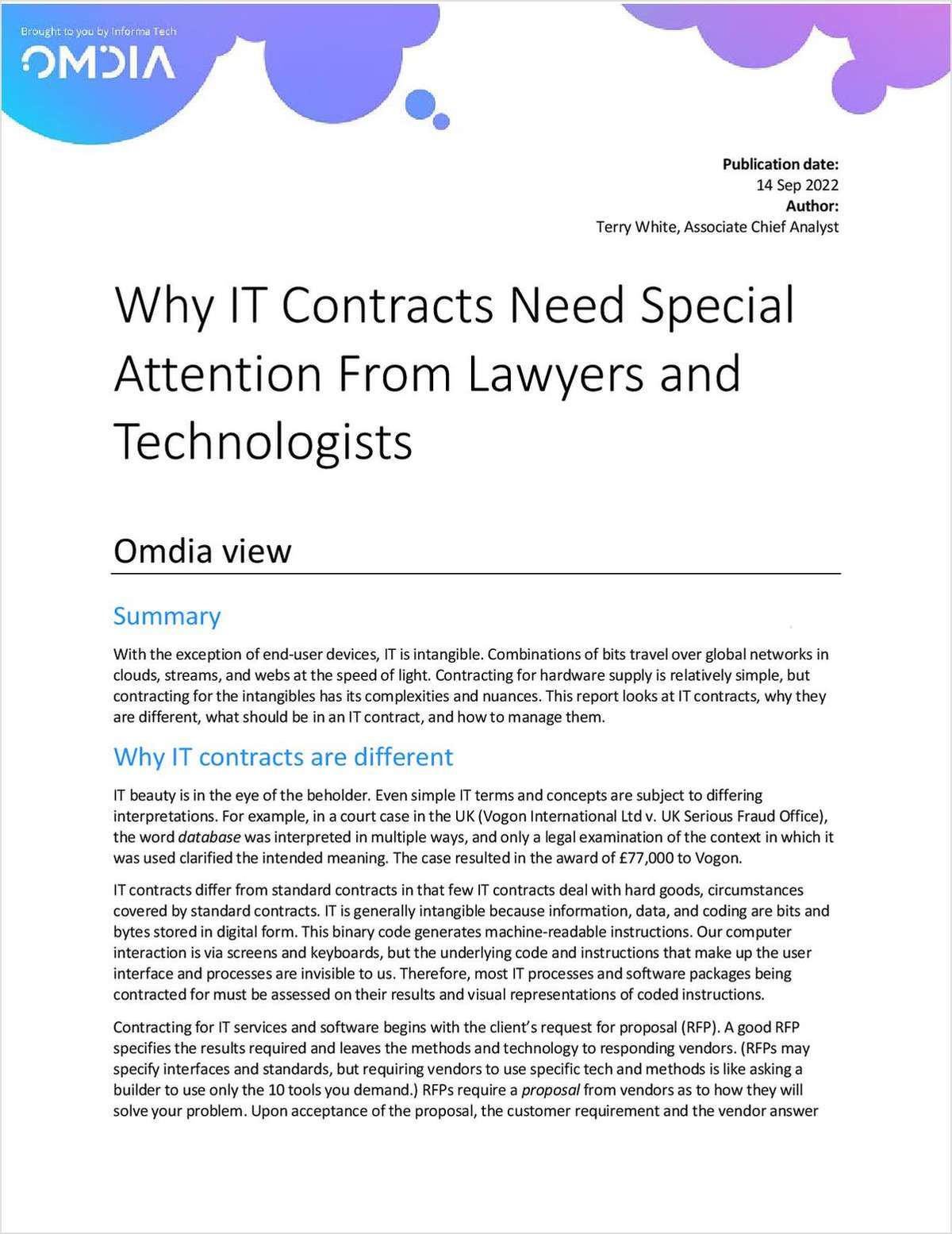 Why IT Contracts Need Special Attention From Lawyers and Technologists