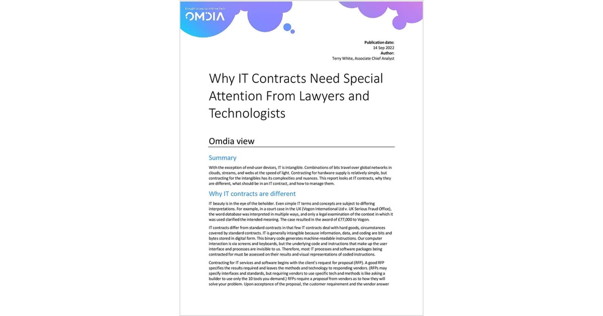 Why IT Contracts Need Special Attention From Lawyers and Technologists