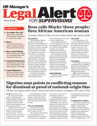 HR Manager's Legal Alert for Supervisors Newsletter: February 28 Edition
