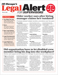 HR Manager's Legal Alert for Supervisors Newsletter: May 23 Edition