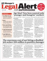 HR Manager's Legal Alert for Supervisors Newsletter: June 27 Edition