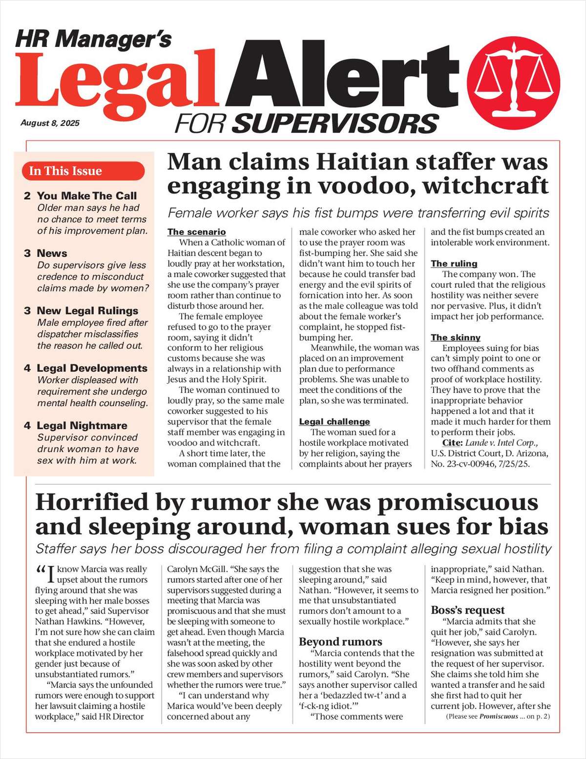 HR Manager's Legal Alert for Supervisors Newsletter: June 27 Edition
