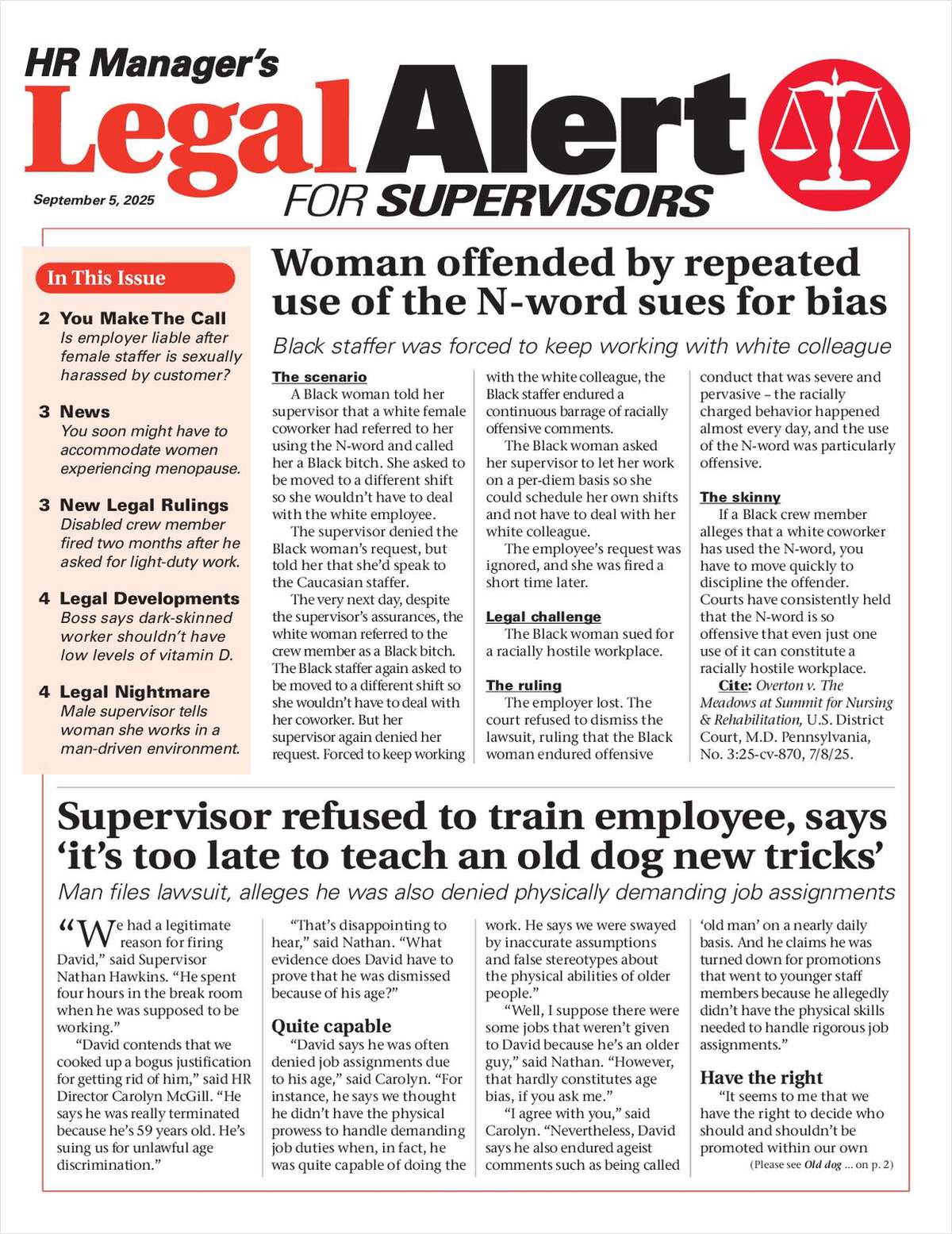 HR Manager's Legal Alert for Supervisors Newsletter: June 27 Edition