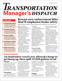 Transportation Manager's Dispatch Newsletter: August 16 Issue