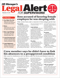 HR Manager's Legal Alert for Supervisors Newsletter: September 10 Edition