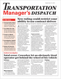 Transportation Manager's Dispatch Newsletter: September 13 Issue