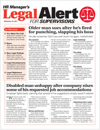 HR Manager's Legal Alert for Supervisors Newsletter: September 24 Edition