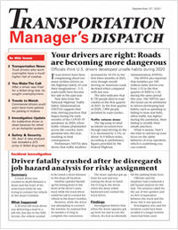 Transportation Manager's Dispatch Newsletter: September 27 Issue