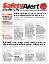 Safety Alert for Supervisors Newsletter: Oct. 4 Issue