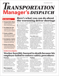 Transportation Manager's Dispatch Newsletter: November 8 Edition