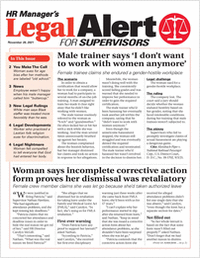 HR Manager's Legal Alert for Supervisors Newsletter: November 26 Edition