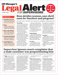 HR Manager's Legal Alert for Supervisors Newsletter: February 4 Edition