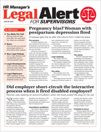 HR Manager's Legal Alert for Supervisors Newsletter: April 29 Edition