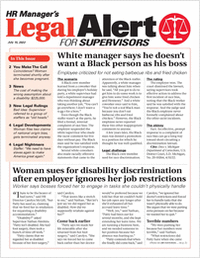 HR Manager's Legal Alert for Supervisors Newsletter: July 15 Edition