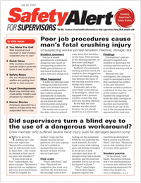 Safety Alert for Supervisors Newsletter: July 25 Issue