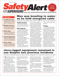 Safety Alert for Supervisors Newsletter: August 8 Issue