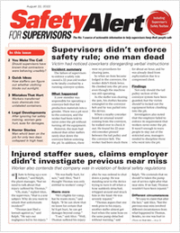 Safety Alert for Supervisors Newsletter: August 22 Issue