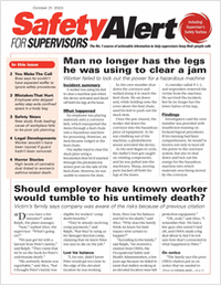Safety Alert for Supervisors Newsletter: October 31 Issue