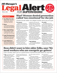 HR Manager's Legal Alert for Supervisors Newsletter: March 3 Edition