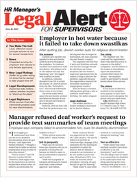 HR Manager's Legal Alert for Supervisors Newsletter: June 30 Edition