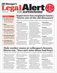 HR Manager's Legal Alert for Supervisors Newsletter: August 25 Edition