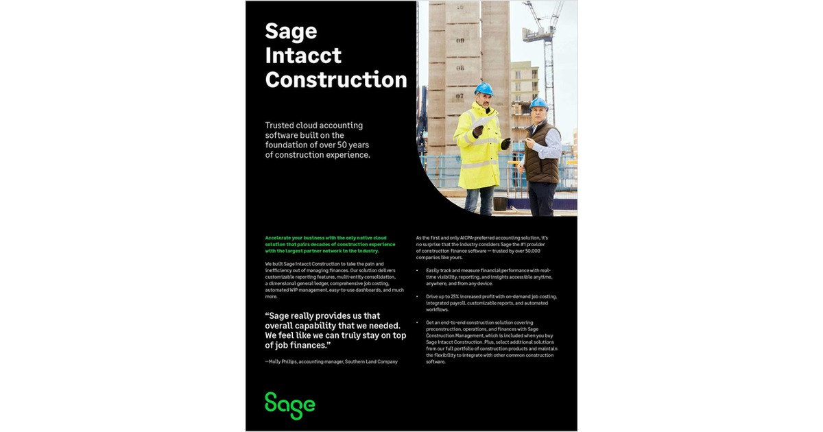 Build with Confidence Transform Your Construction Projects with Sage Intacct Free Product Overview