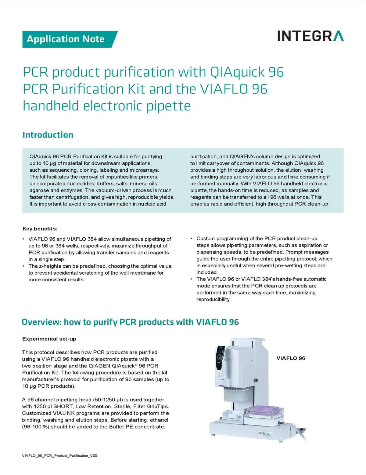 PCR Product Purification with QiaQuick 96 PCR Purification Kit and the Viaflo 96 Handheld Electronic Pipette