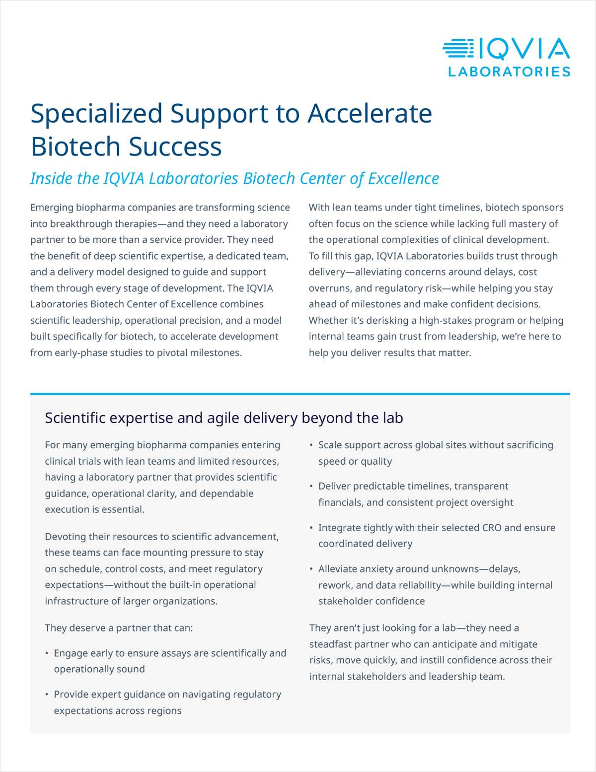 Specialized Support to Accelerate Biotech Success