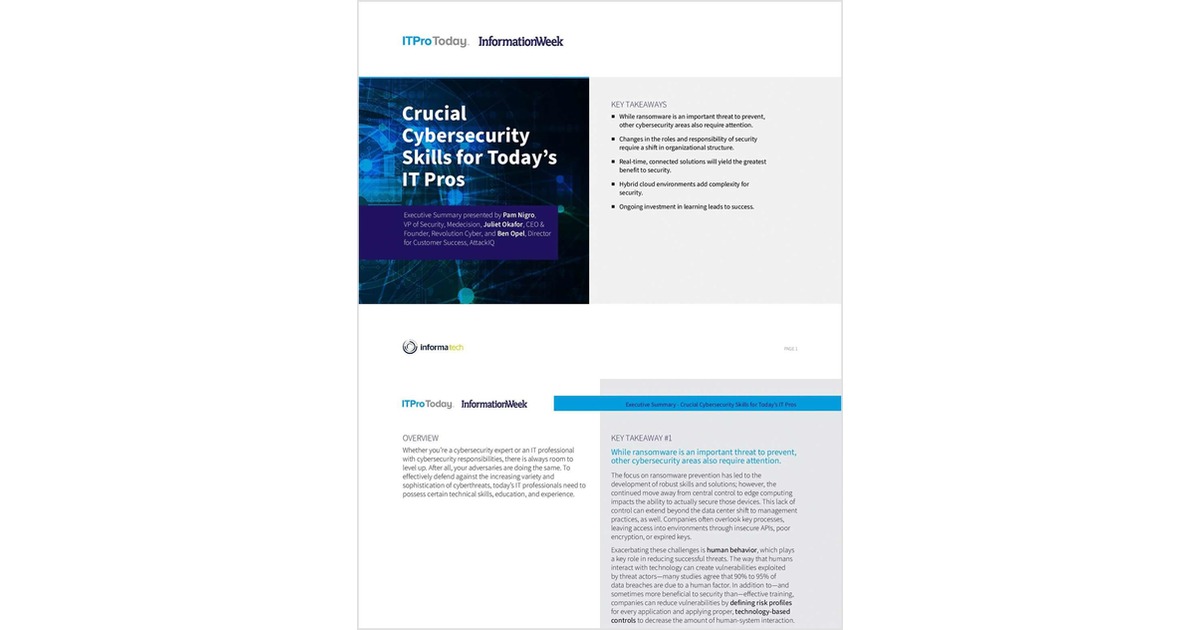Crucial Cybersecurity Skills for Today's IT Pros