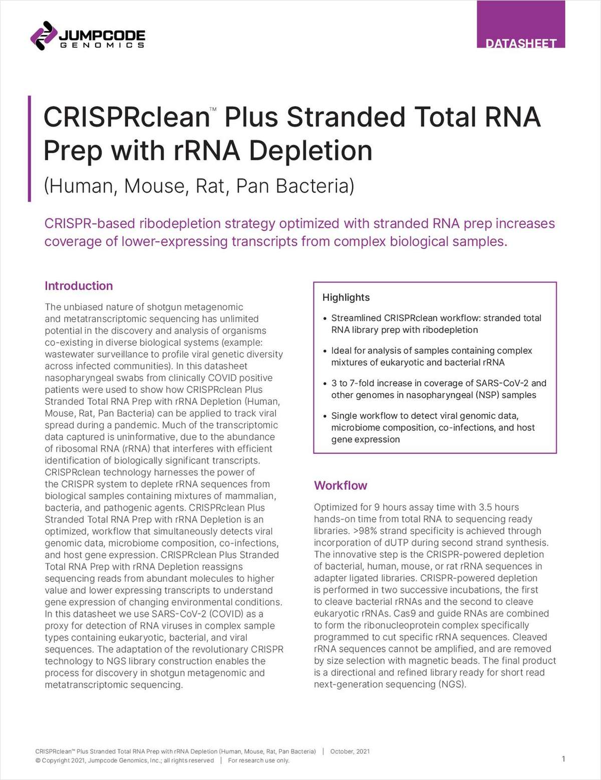 CRISPRclean Plus Stranded Total RNA Prep with rRNA Depletion
