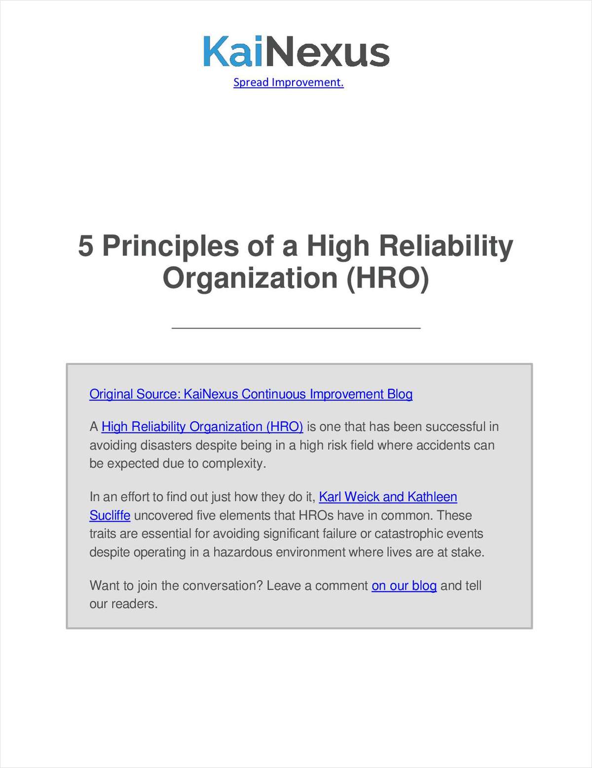 5 Principles of a High Reliability Organization (HRO)