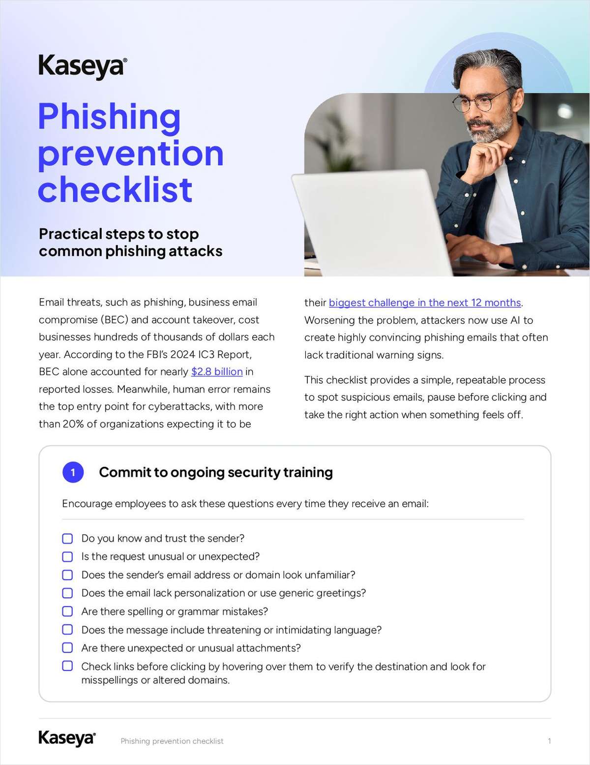 Phishing prevention checklist