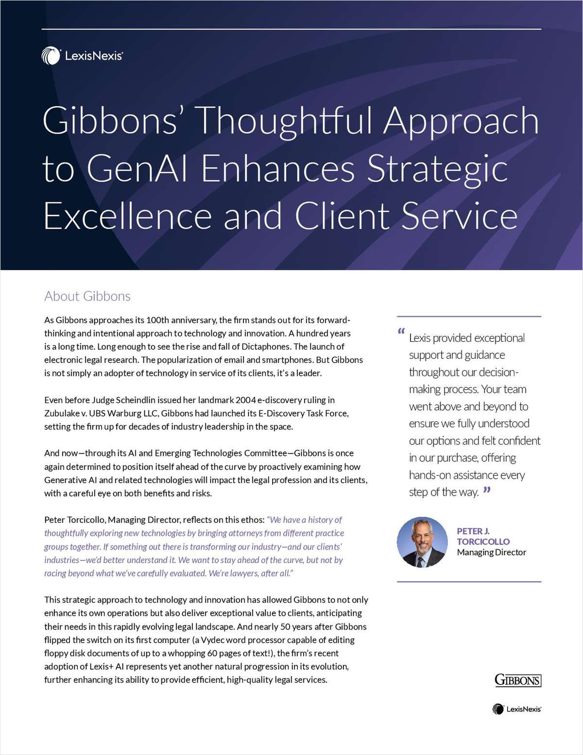 Gibbons' Thoughtful Approach to GenAI Enhances Strategic Excellence and Client Service
